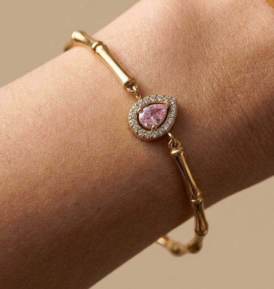 Anti Tarnish Bracelet Trendy Bamboo Chain 18K Gold Plated