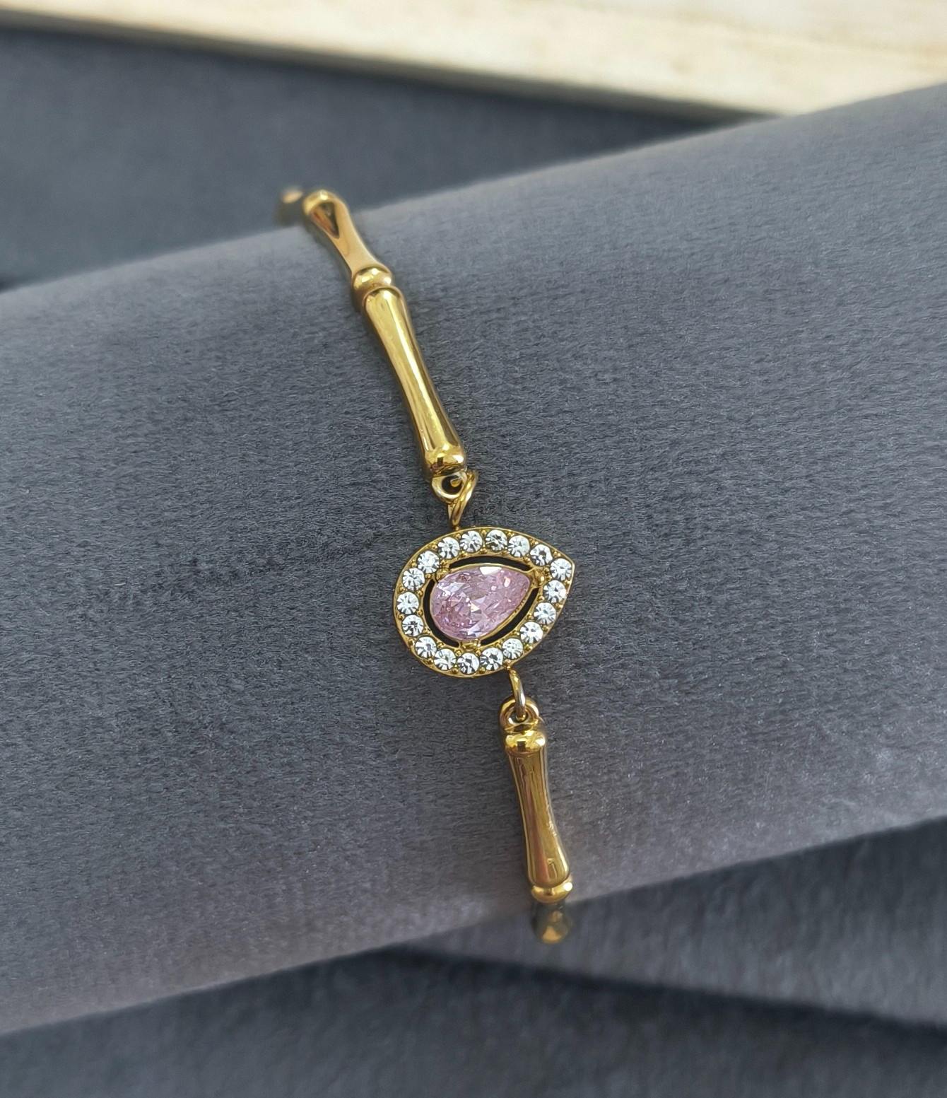 Anti Tarnish Bracelet Trendy Bamboo Chain 18K Gold Plated