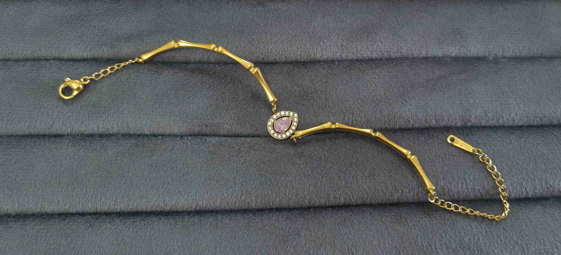 Anti Tarnish Bracelet Trendy Bamboo Chain 18K Gold Plated