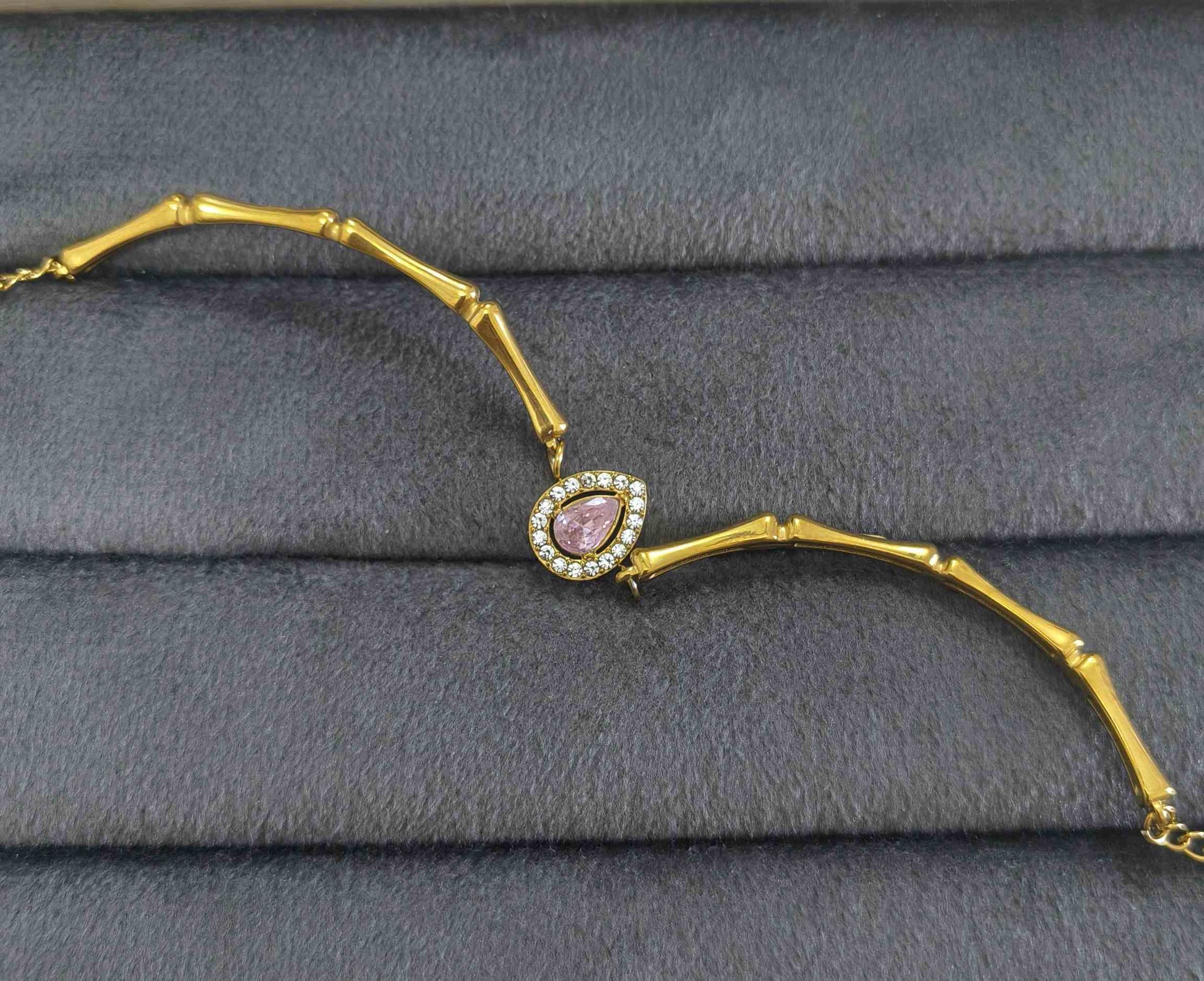 Anti Tarnish Bracelet Trendy Bamboo Chain 18K Gold Plated