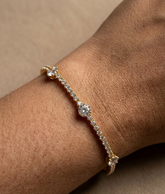 Anti Tarnish Bracelet Trendy Tennis Bracelet 18K Gold Plated