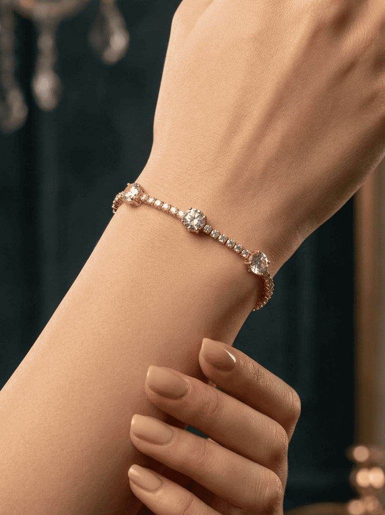 Anti Tarnish Bracelet Trendy Tennis Bracelet 18K Gold Plated