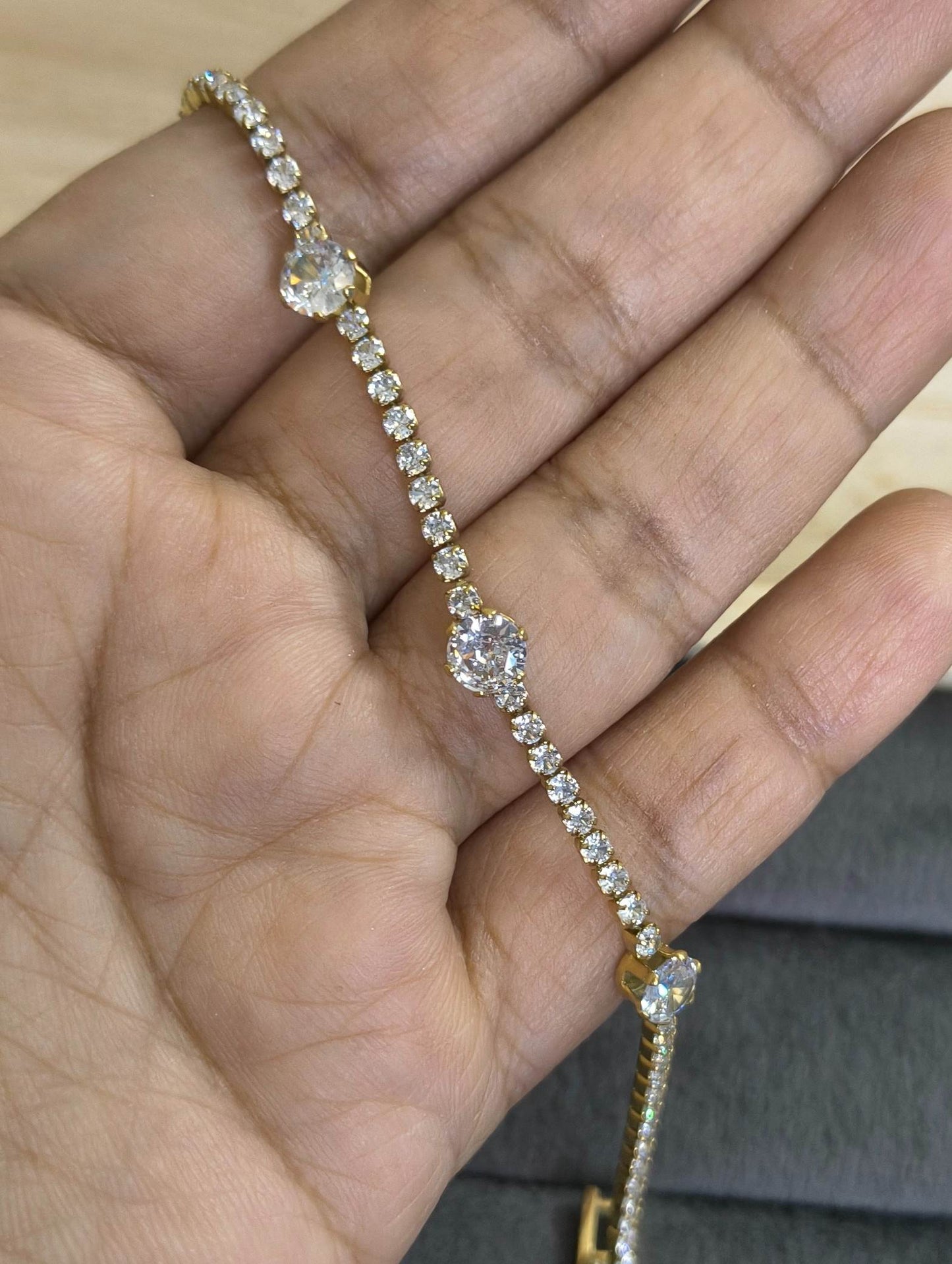 Anti Tarnish Bracelet Trendy Tennis Bracelet 18K Gold Plated