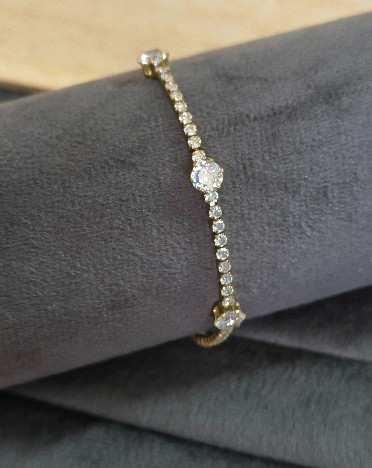 Anti Tarnish Bracelet Trendy Tennis Bracelet 18K Gold Plated