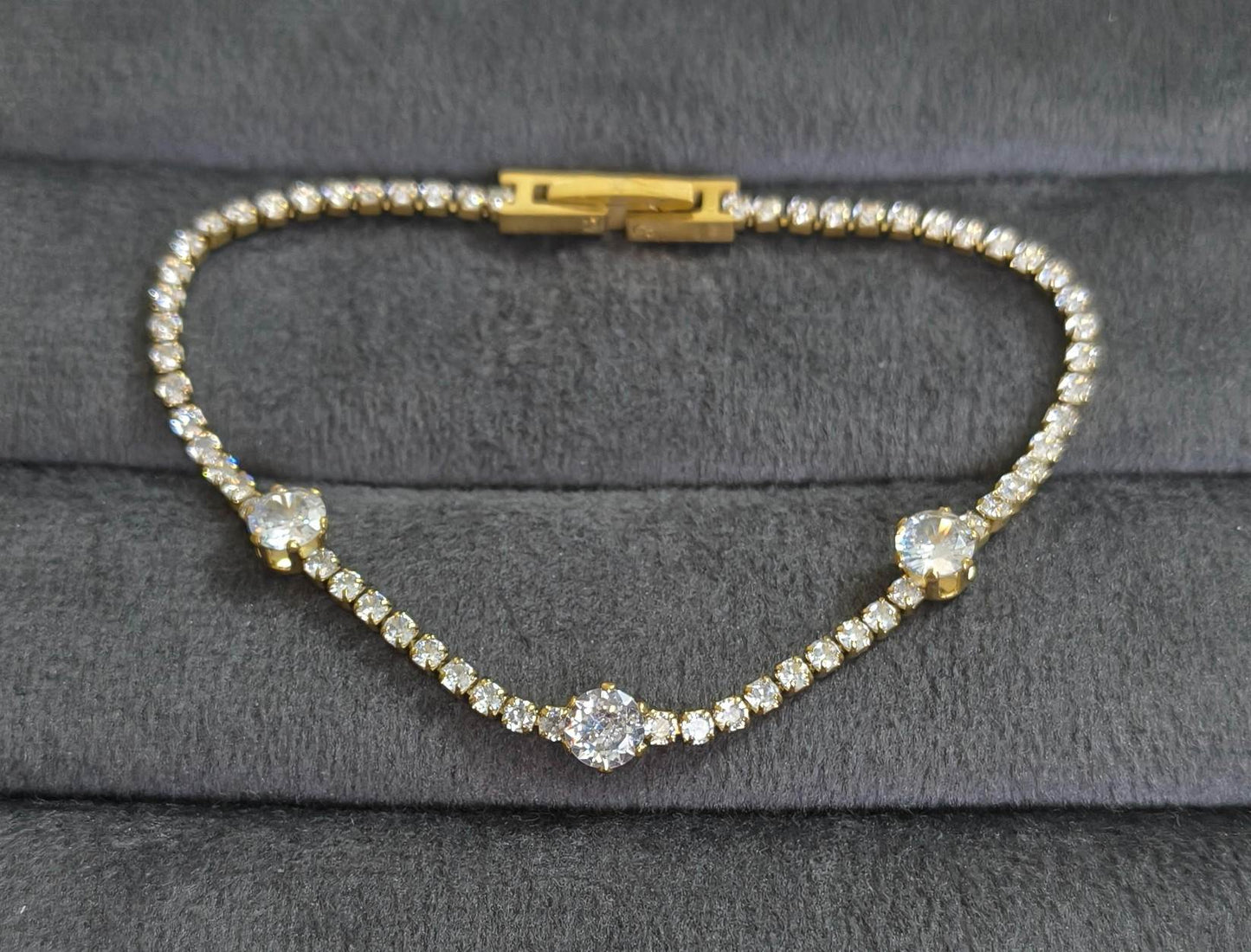 Anti Tarnish Bracelet Trendy Tennis Bracelet 18K Gold Plated