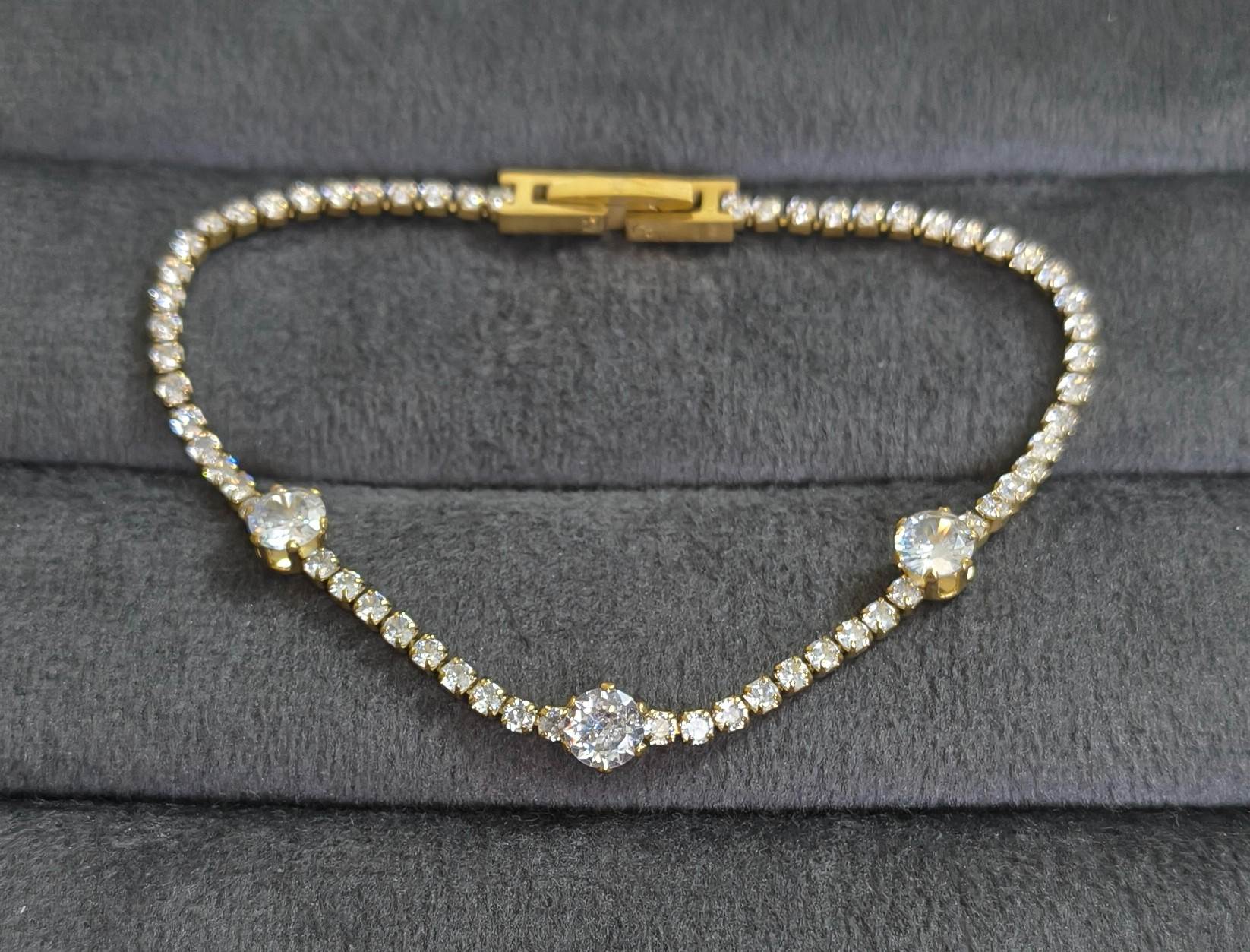 Anti Tarnish Bracelet Trendy Tennis Bracelet 18K Gold Plated
