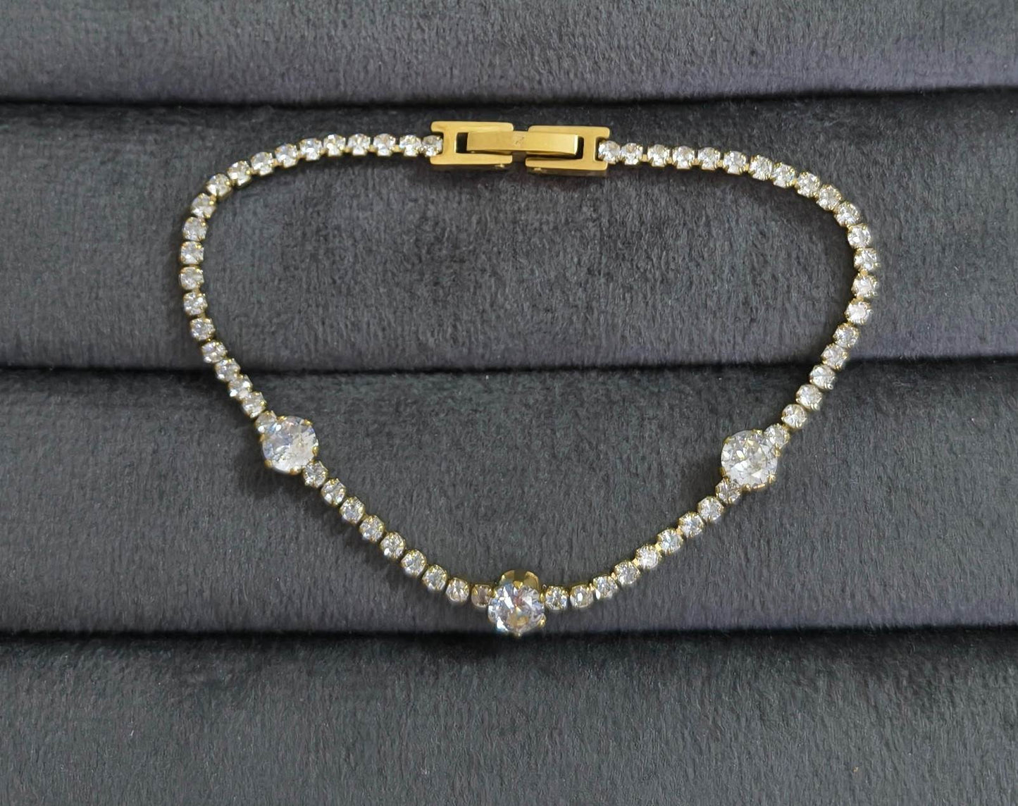 Anti Tarnish Bracelet Trendy Tennis Bracelet 18K Gold Plated