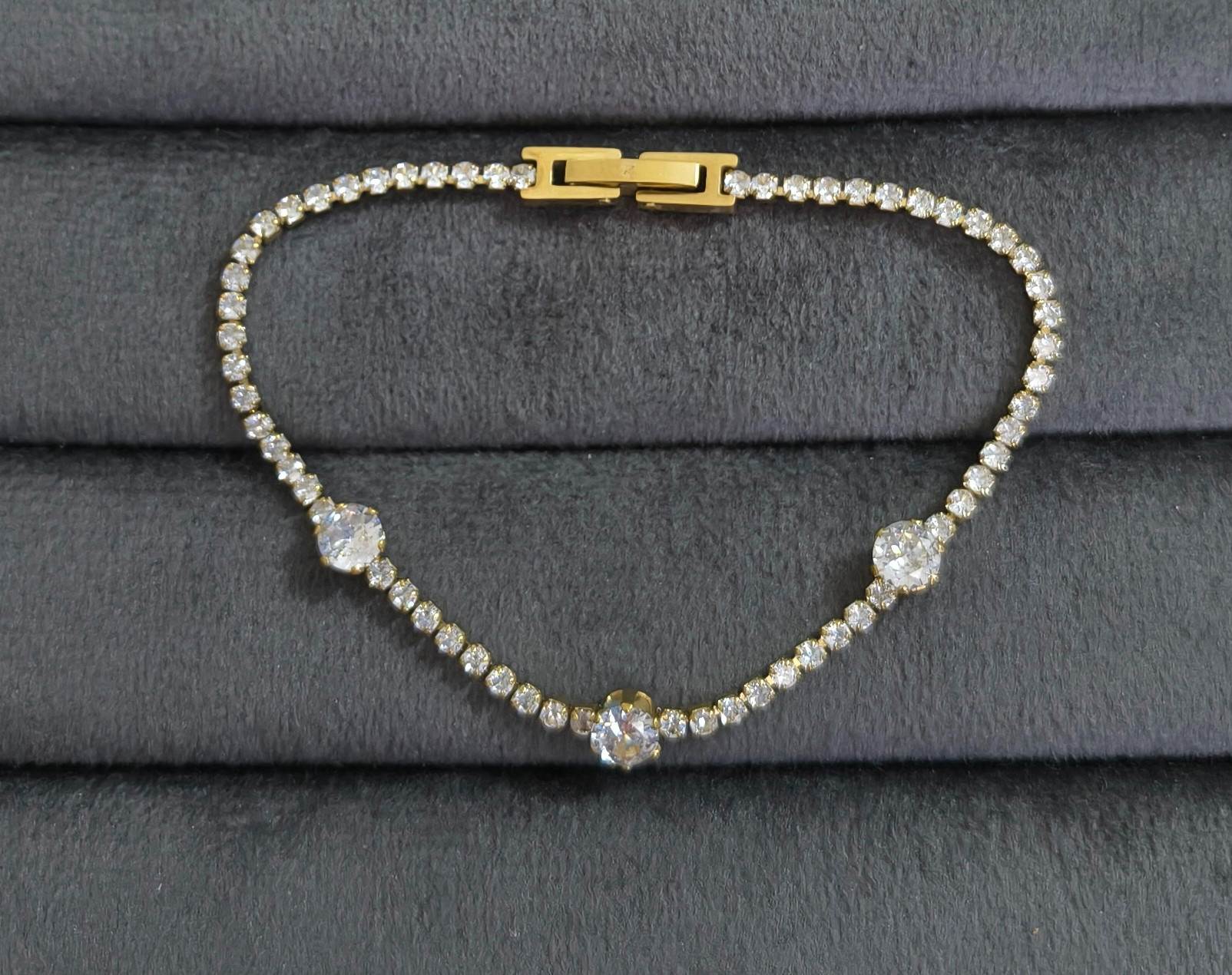 Anti Tarnish Bracelet Trendy Tennis Bracelet 18K Gold Plated
