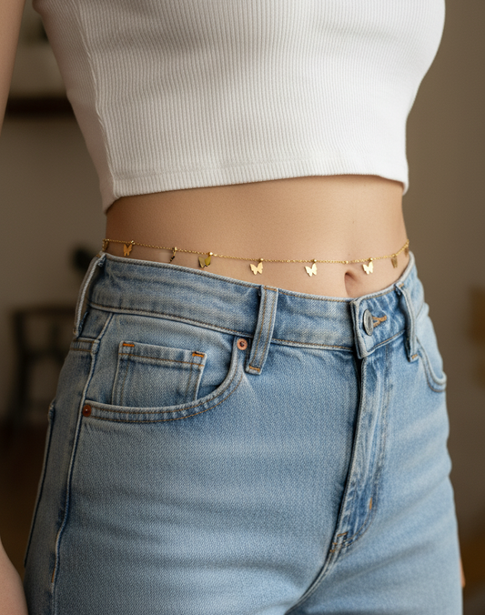 Anti Tarnish Butterfly Charm Waist Chain 18K Gold Plated