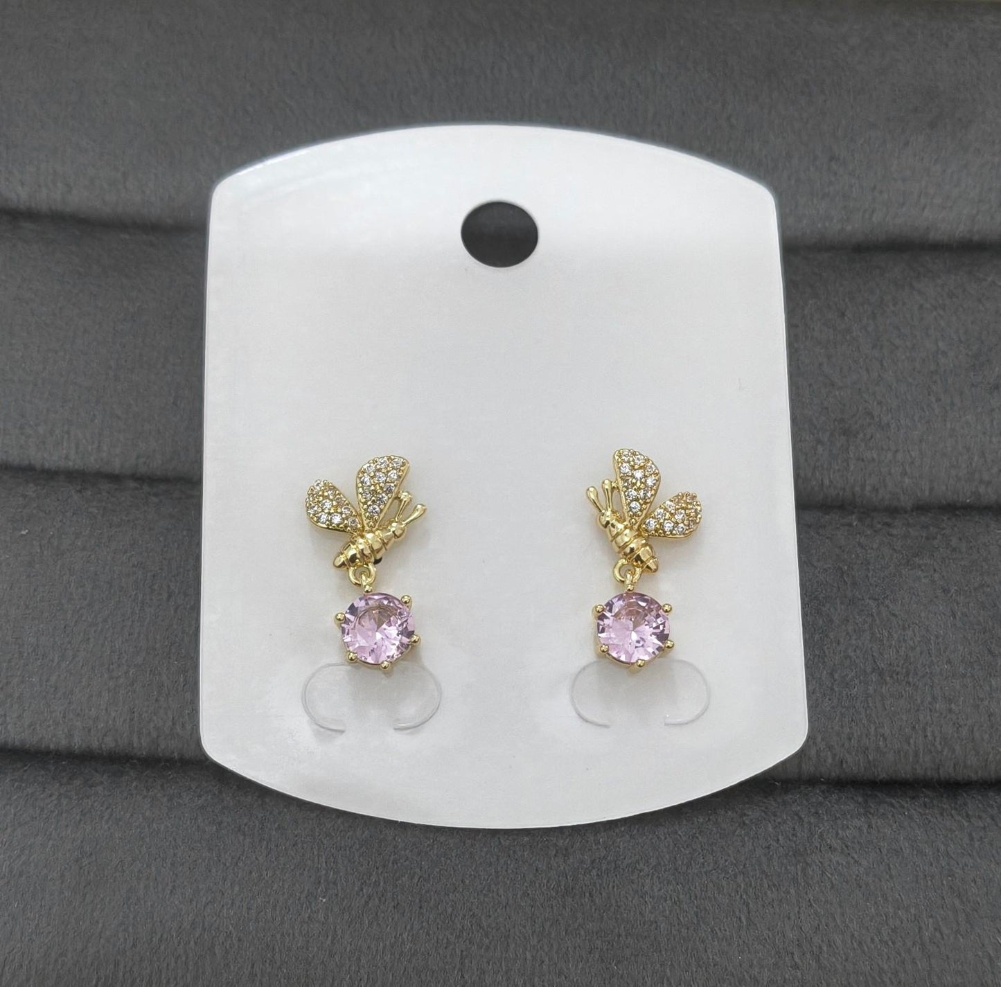 Anti Tarnish Butterfly Diamond Drop Earring 18K Gold Plated