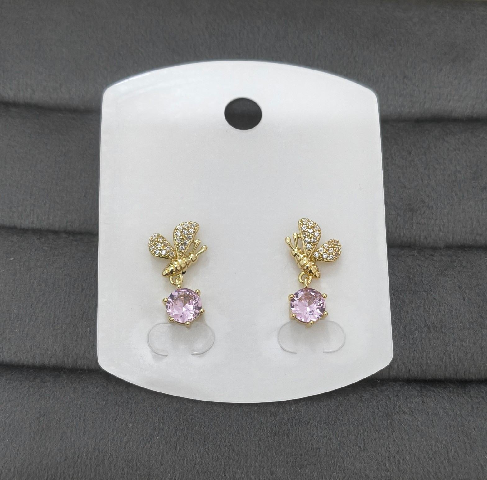 Anti Tarnish Butterfly Diamond Drop Earring 18K Gold Plated