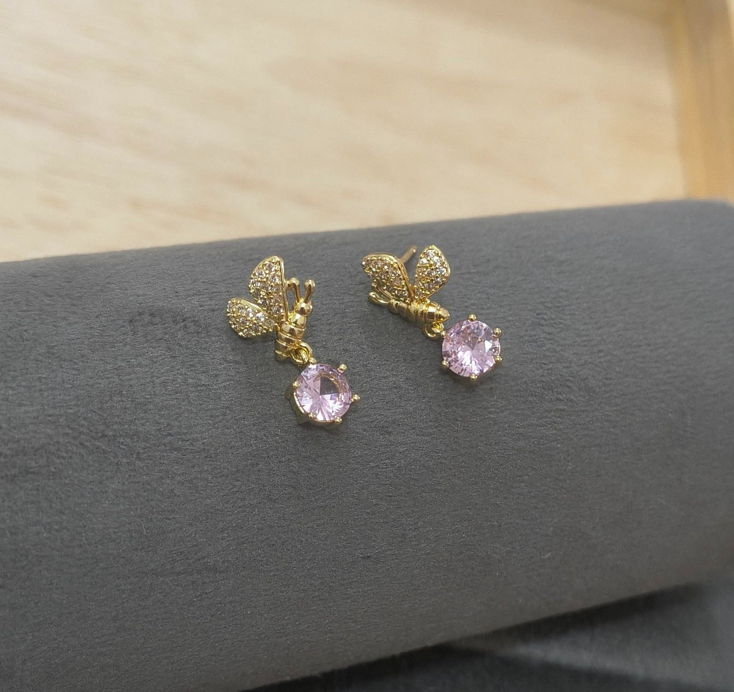 Anti Tarnish Butterfly Diamond Drop Earring 18K Gold Plated