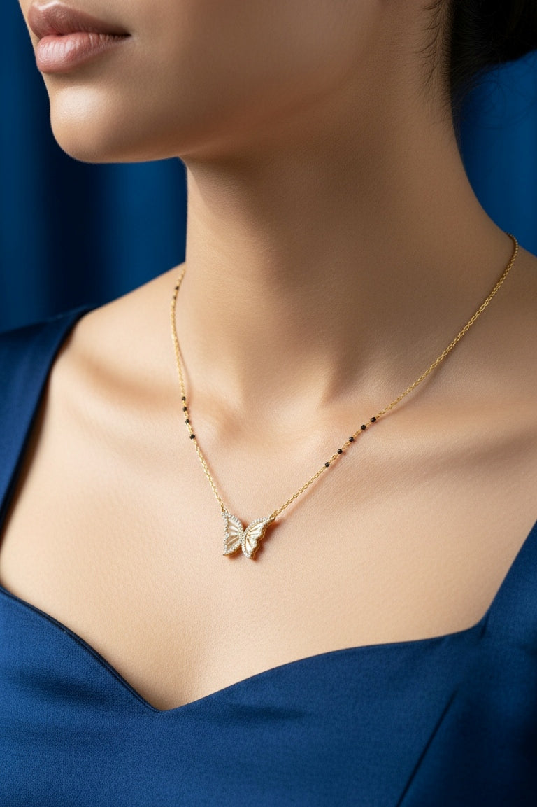 Anti Tarnish Butterfly Style Mangalsutra 18K Gold Plated