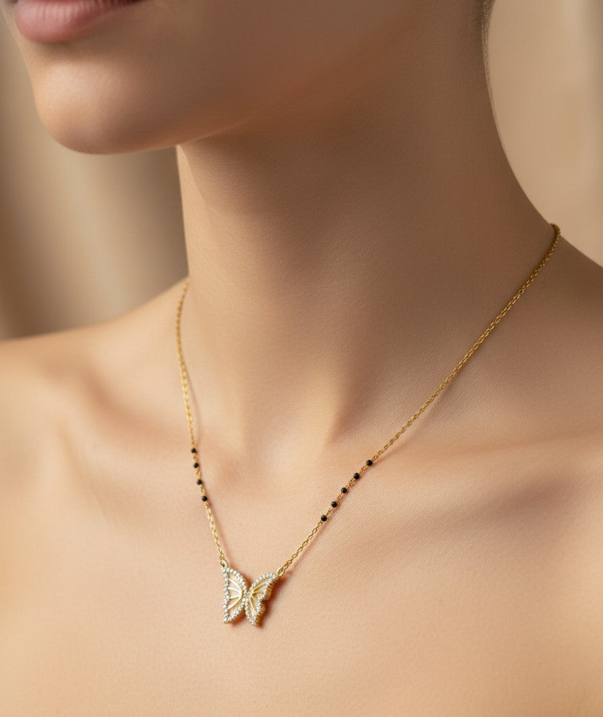 Anti Tarnish Butterfly Style Mangalsutra 18K Gold Plated