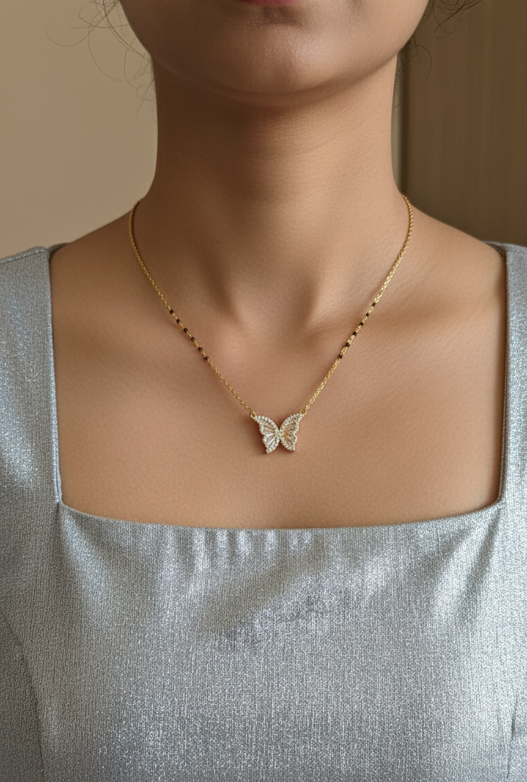 Anti Tarnish Butterfly Style Mangalsutra 18K Gold Plated