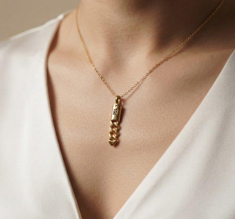 Anti Tarnish Chain Style Pendant Necklace 18K Gold Plated