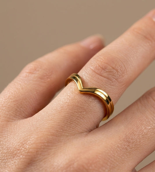 Anti Tarnish Chic V shape Ring 18K Gold Plated