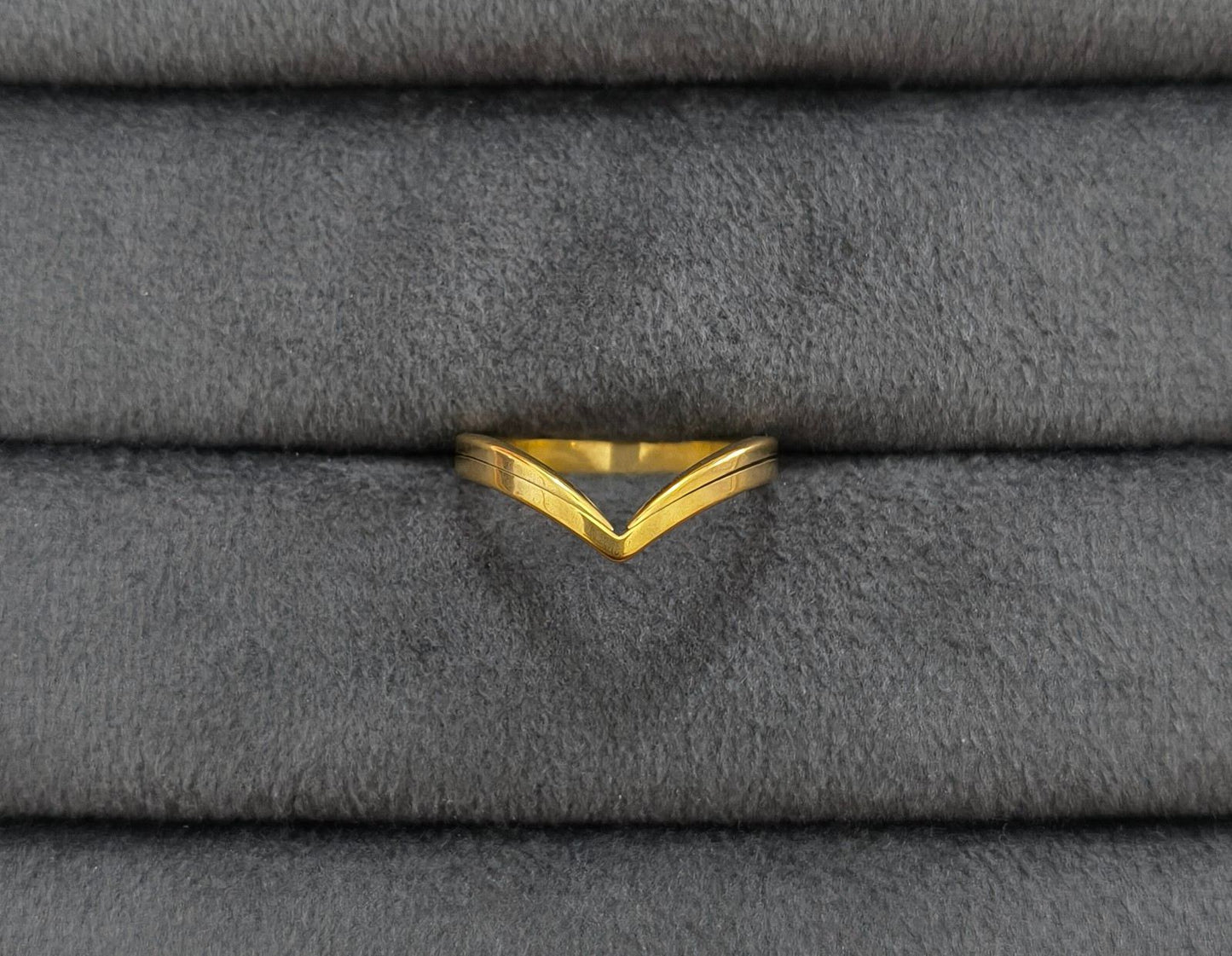 Anti Tarnish Chic V shape Ring 18K Gold Plated