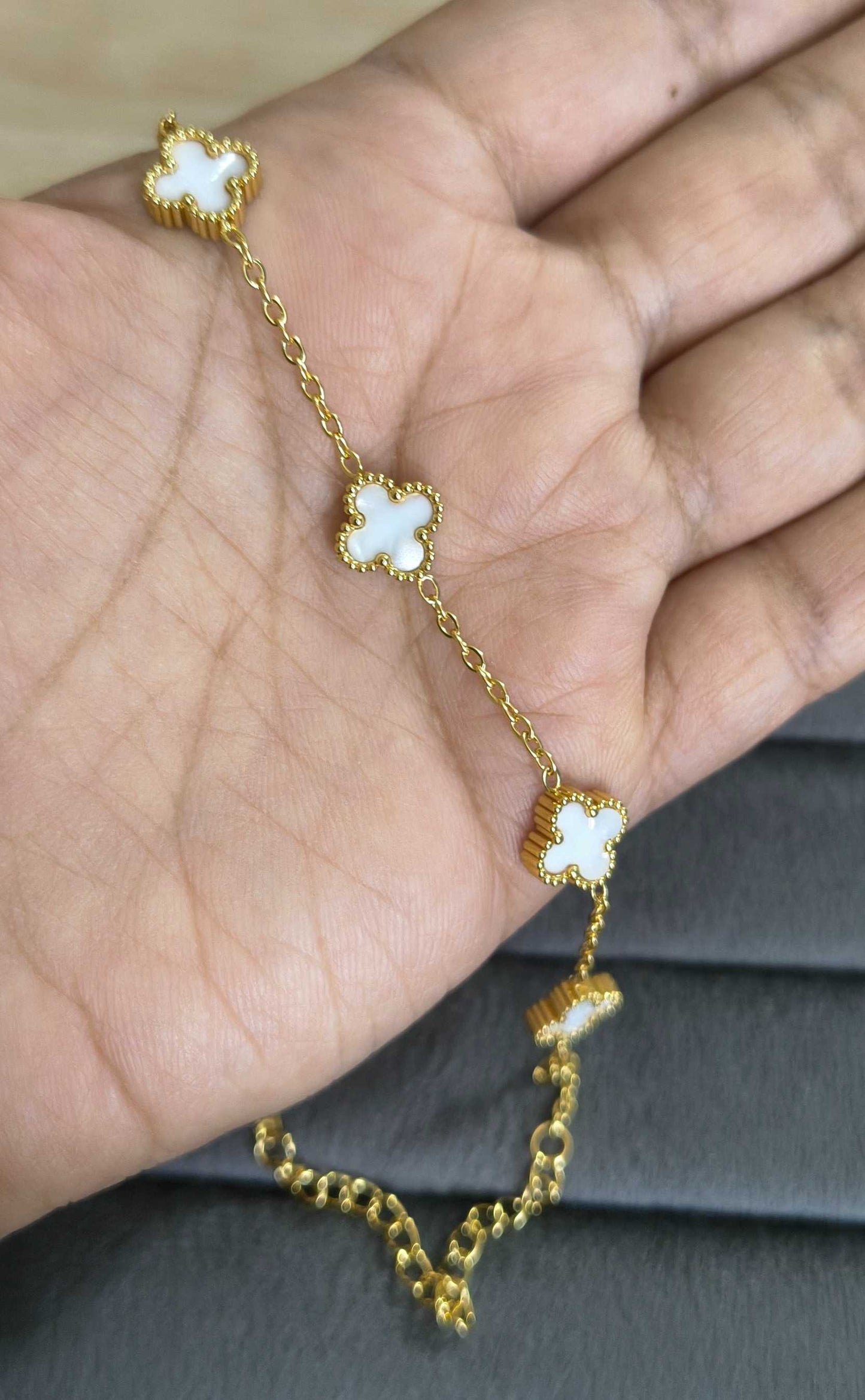 Anti Tarnish Clover Bracelet Dainty Bracelet 18K Gold Plated