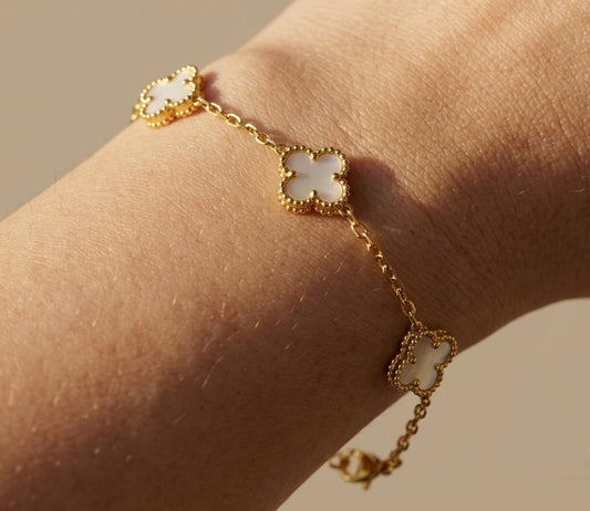 Anti Tarnish Clover Bracelet Dainty Bracelet 18K Gold Plated