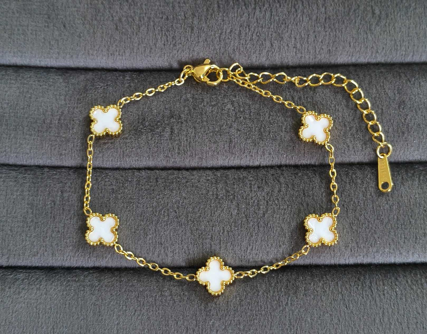 Anti Tarnish Clover Bracelet Dainty Bracelet 18K Gold Plated