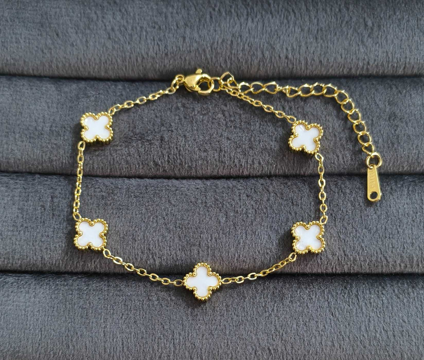 Anti Tarnish Clover Bracelet Dainty Bracelet 18K Gold Plated