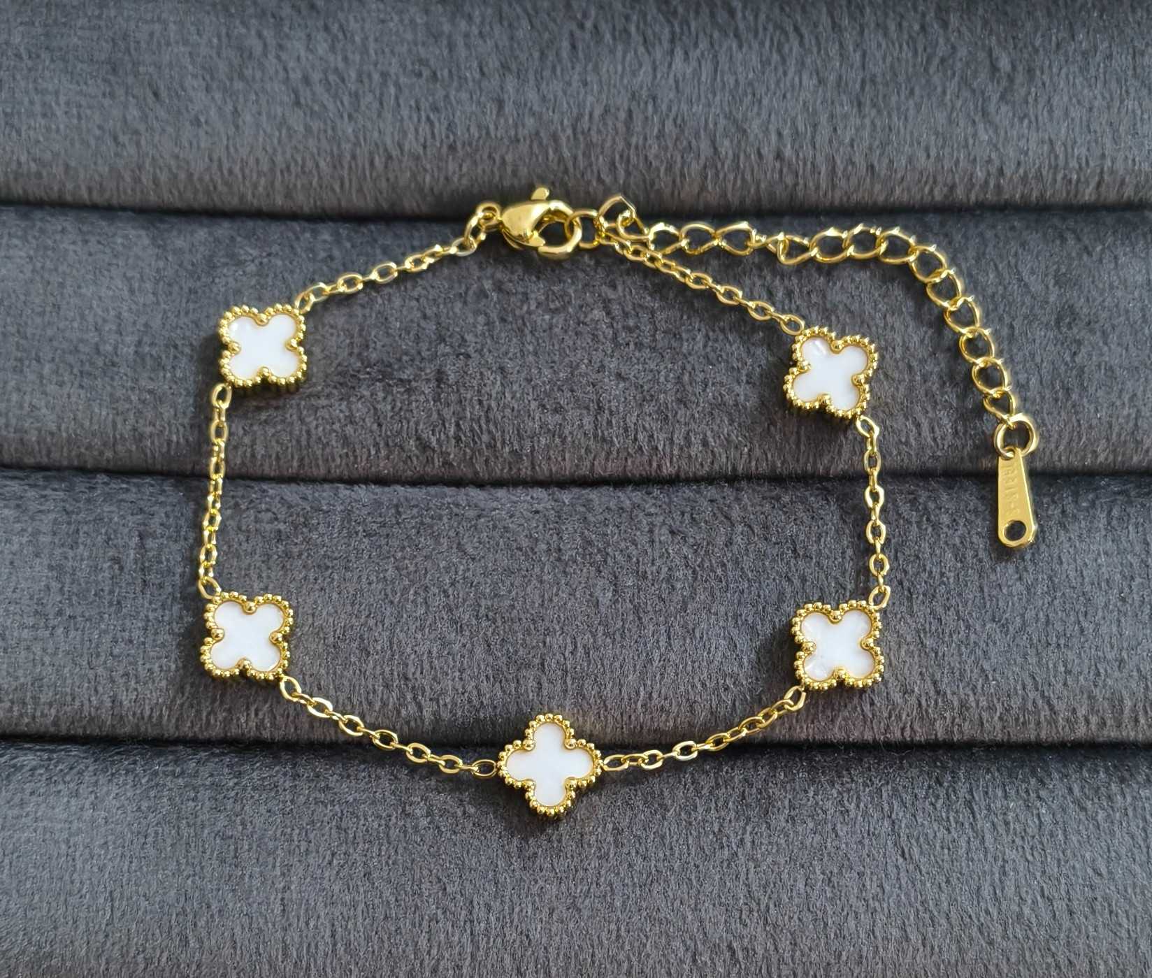 Anti Tarnish Clover Bracelet Dainty Bracelet 18K Gold Plated