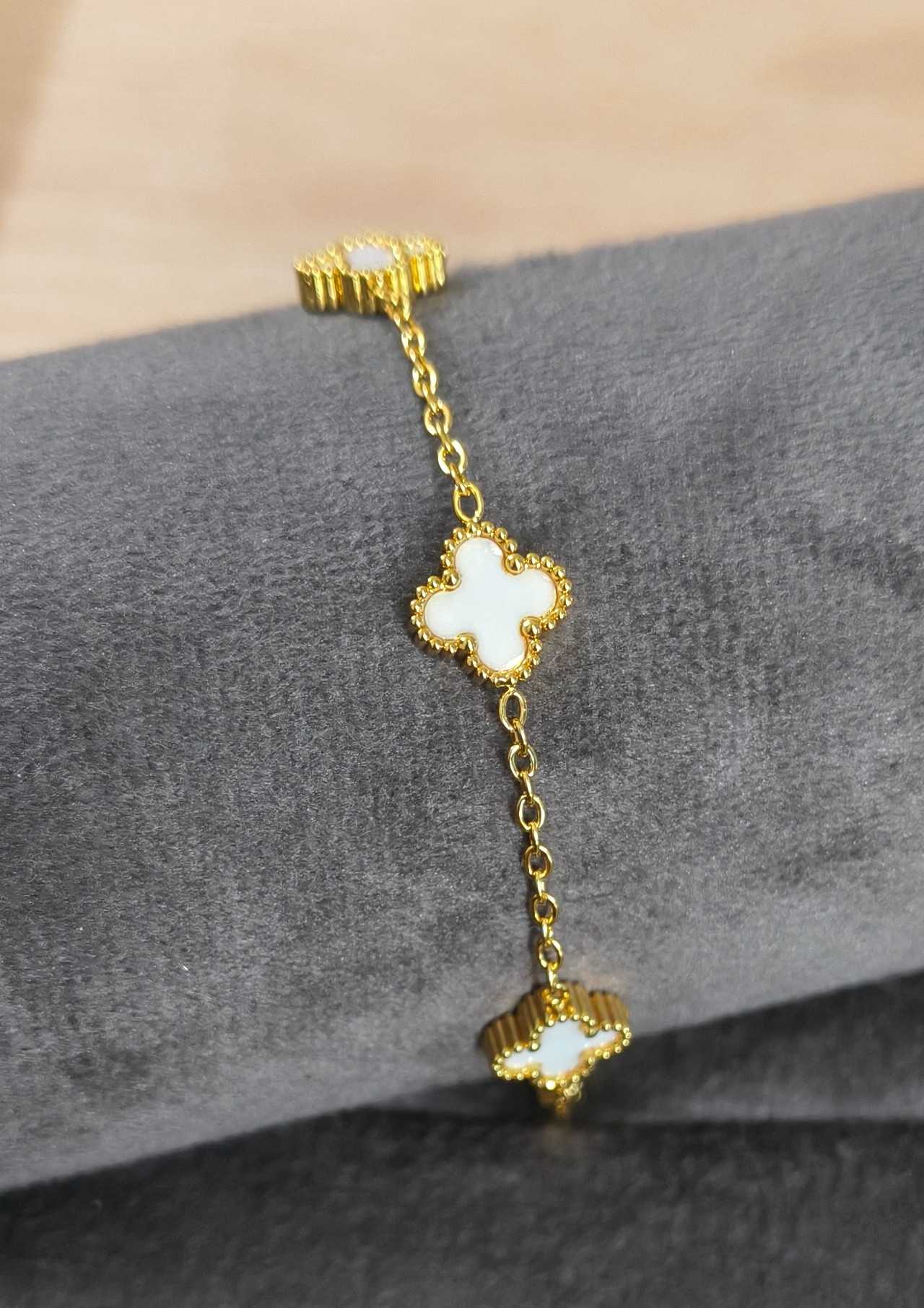 Anti Tarnish Clover Bracelet Dainty Bracelet 18K Gold Plated
