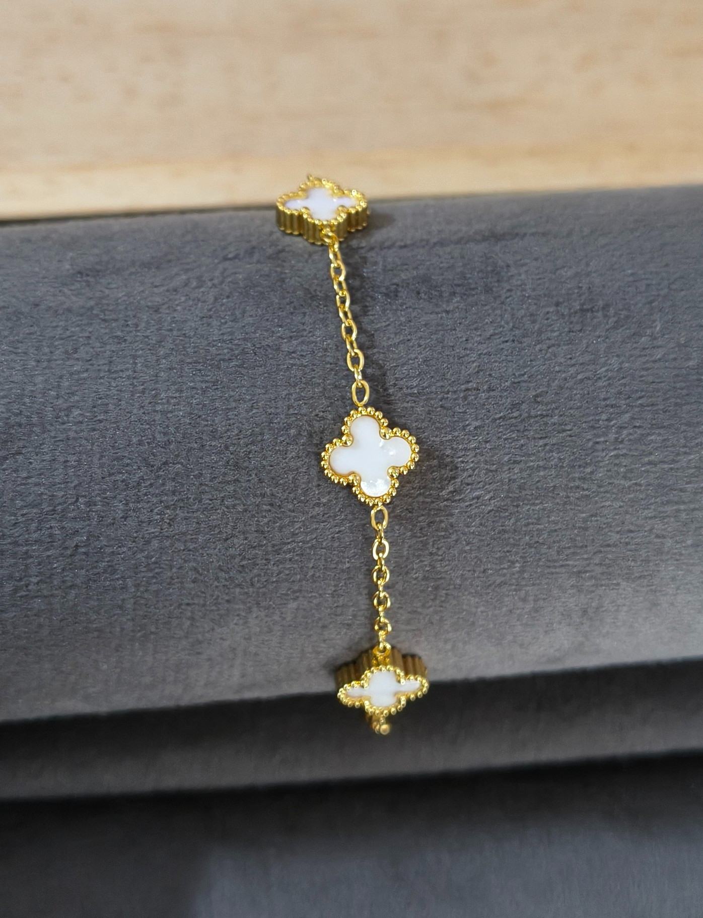 Anti Tarnish Clover Bracelet Dainty Bracelet 18K Gold Plated