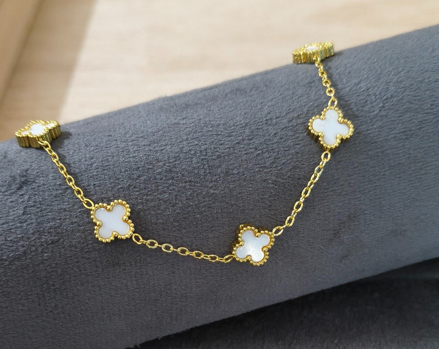 Anti Tarnish Clover Bracelet Dainty Bracelet 18K Gold Plated