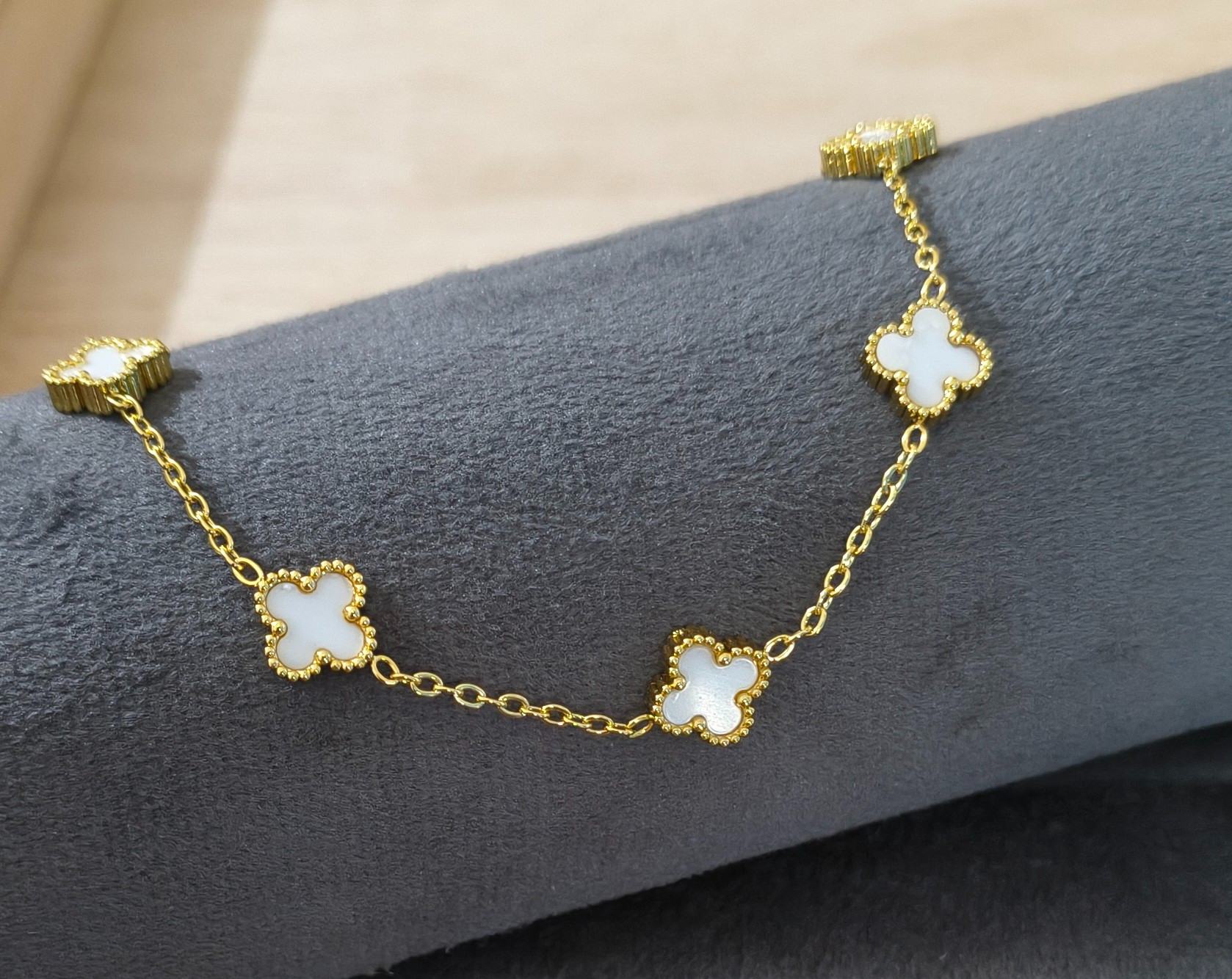 Anti Tarnish Clover Bracelet Dainty Bracelet 18K Gold Plated