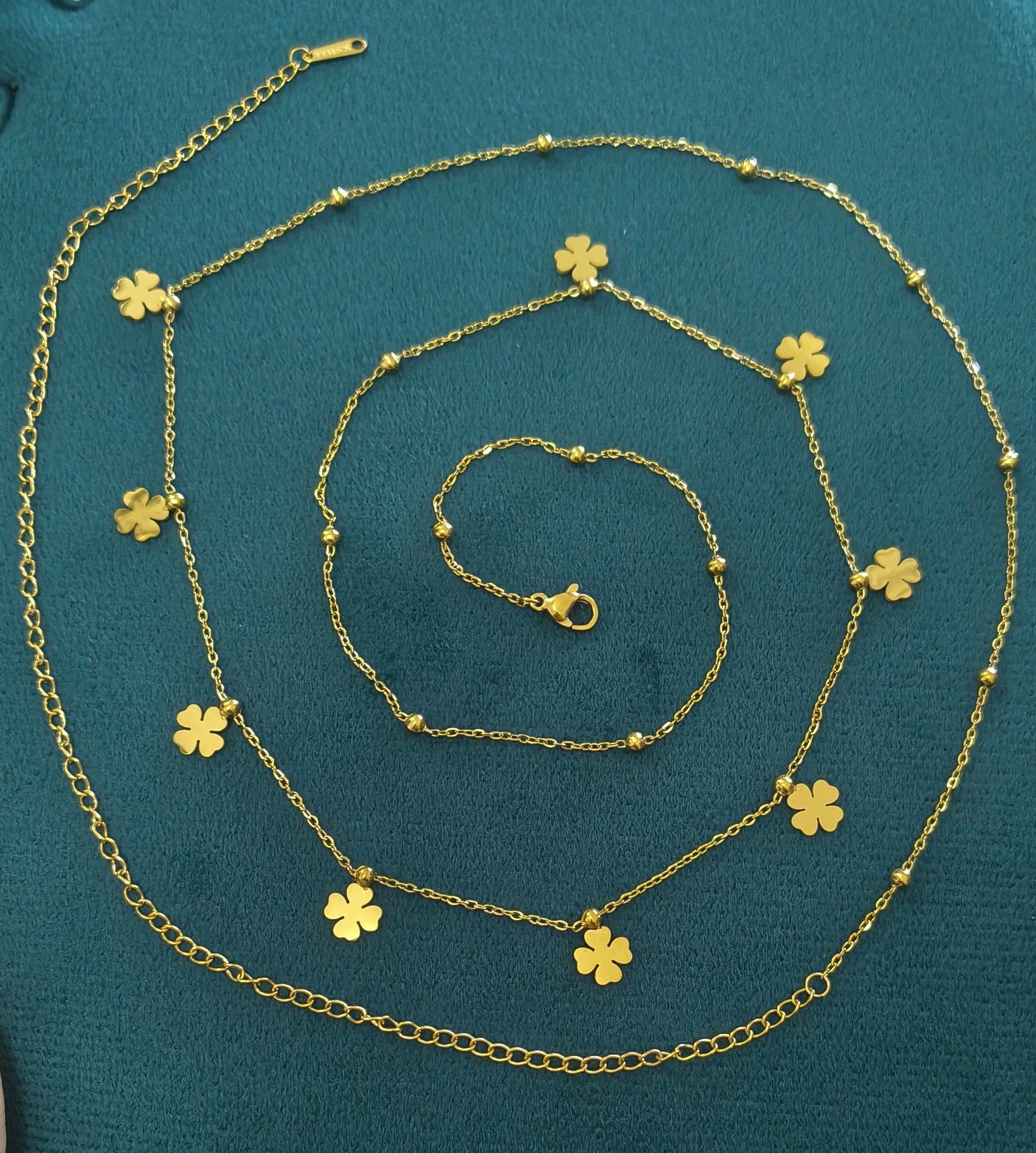 Anti Tarnish Clover Charm Waist Chain 18K Gold Plated