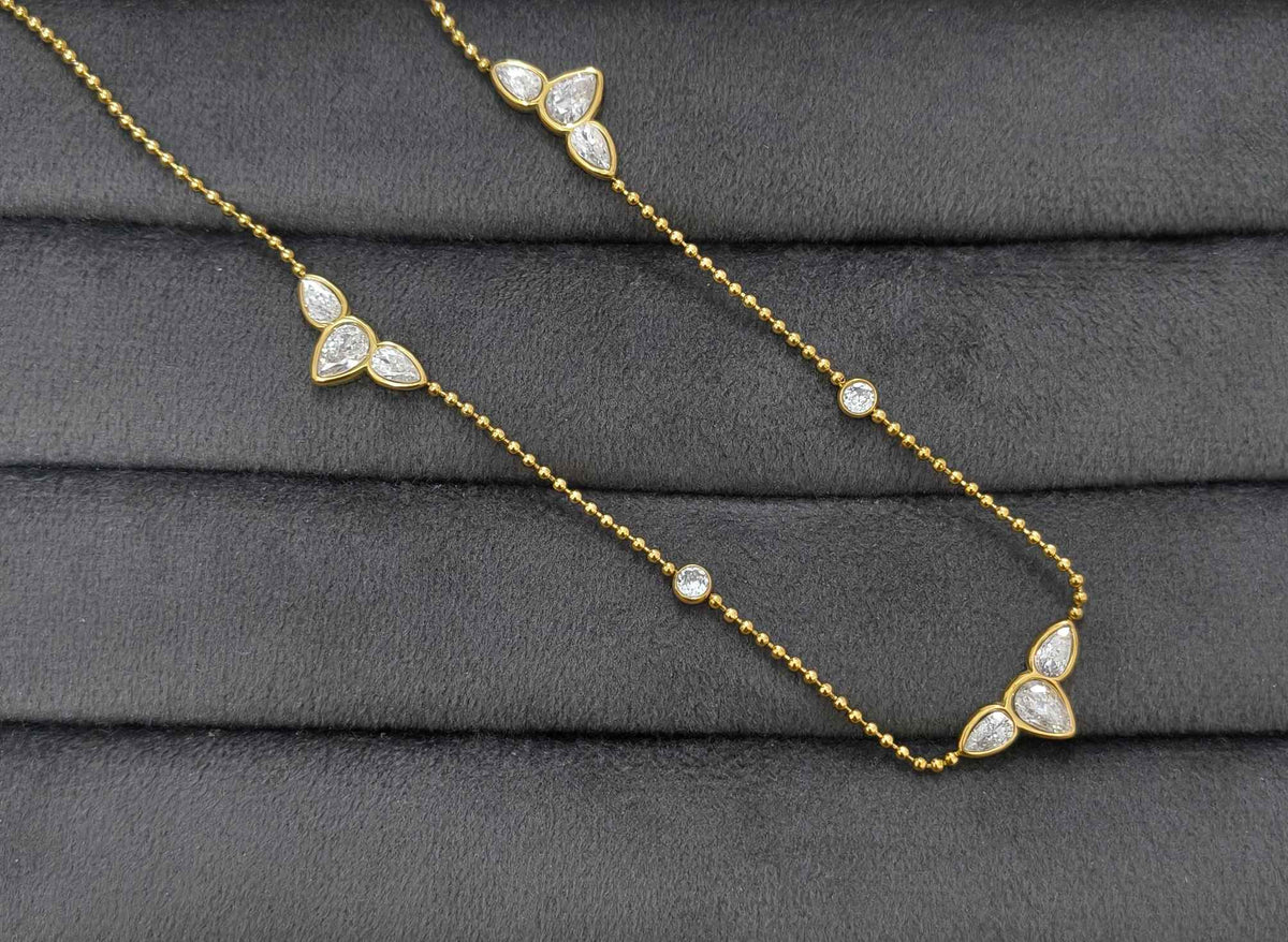 Anti Tarnish Crystal Accent Necklace 18K Gold Plated