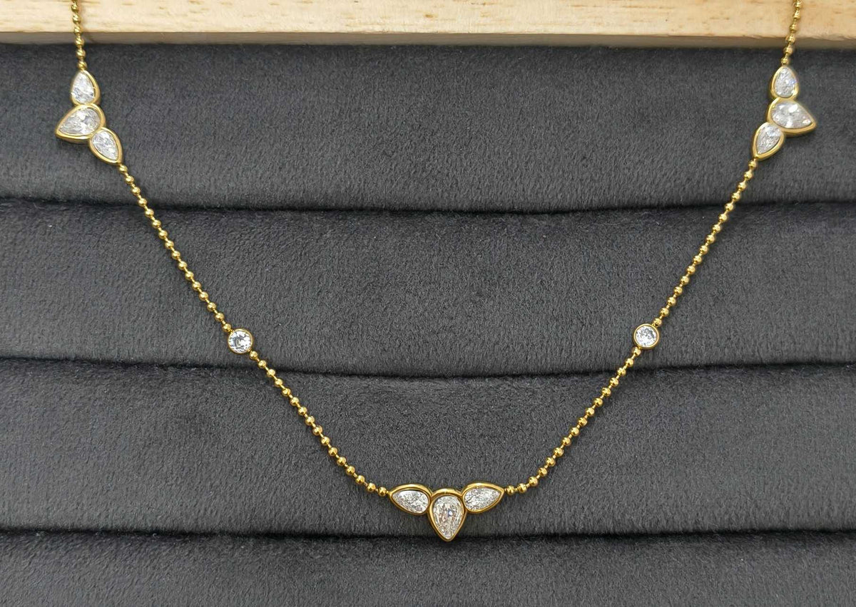 Anti Tarnish Crystal Accent Necklace 18K Gold Plated