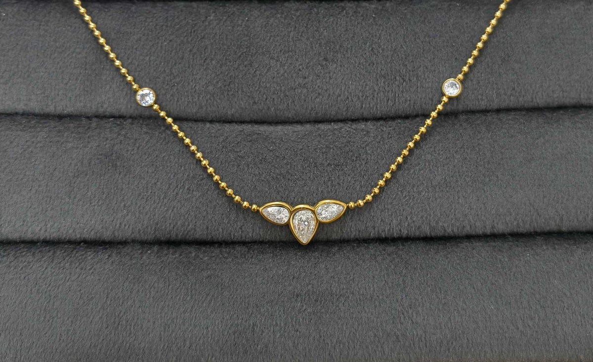 Anti Tarnish Crystal Accent Necklace 18K Gold Plated