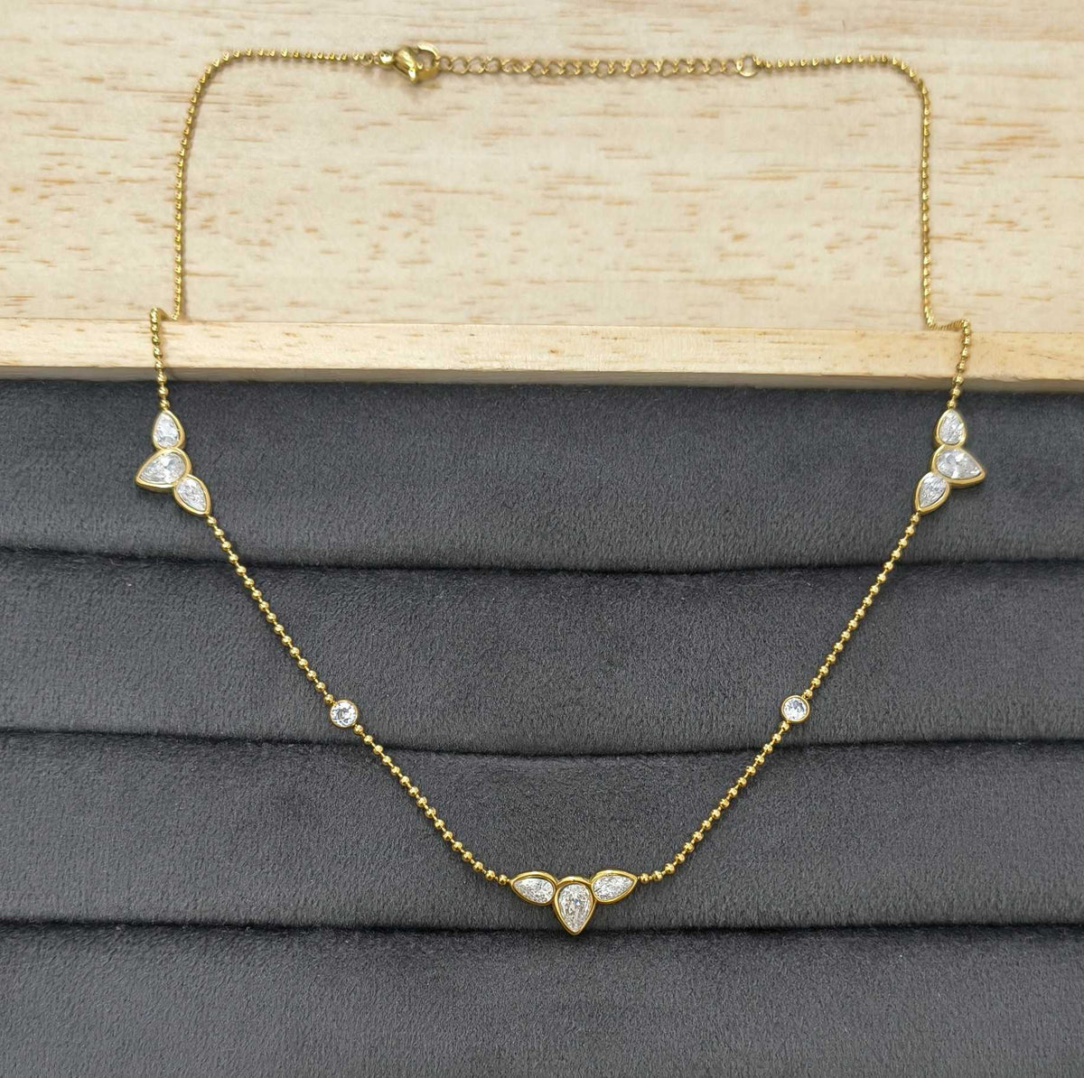 Anti Tarnish Crystal Accent Necklace 18K Gold Plated