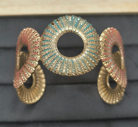 Anti Tarnish Cuff Bracelet Stylish Enamel 18K Gold Plated