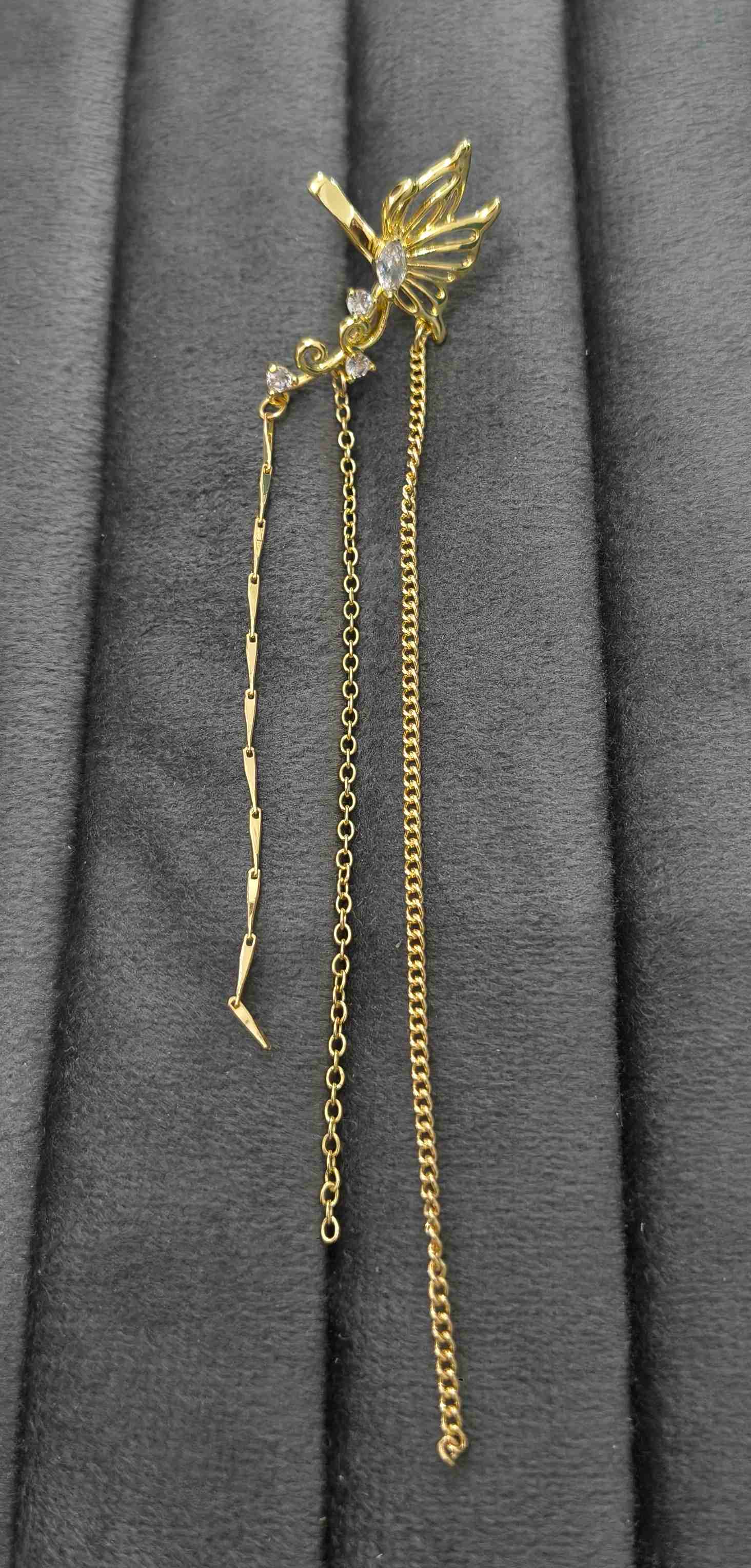 Anti Tarnish Cuff Dangler for Left Ear 18K Gold Plated