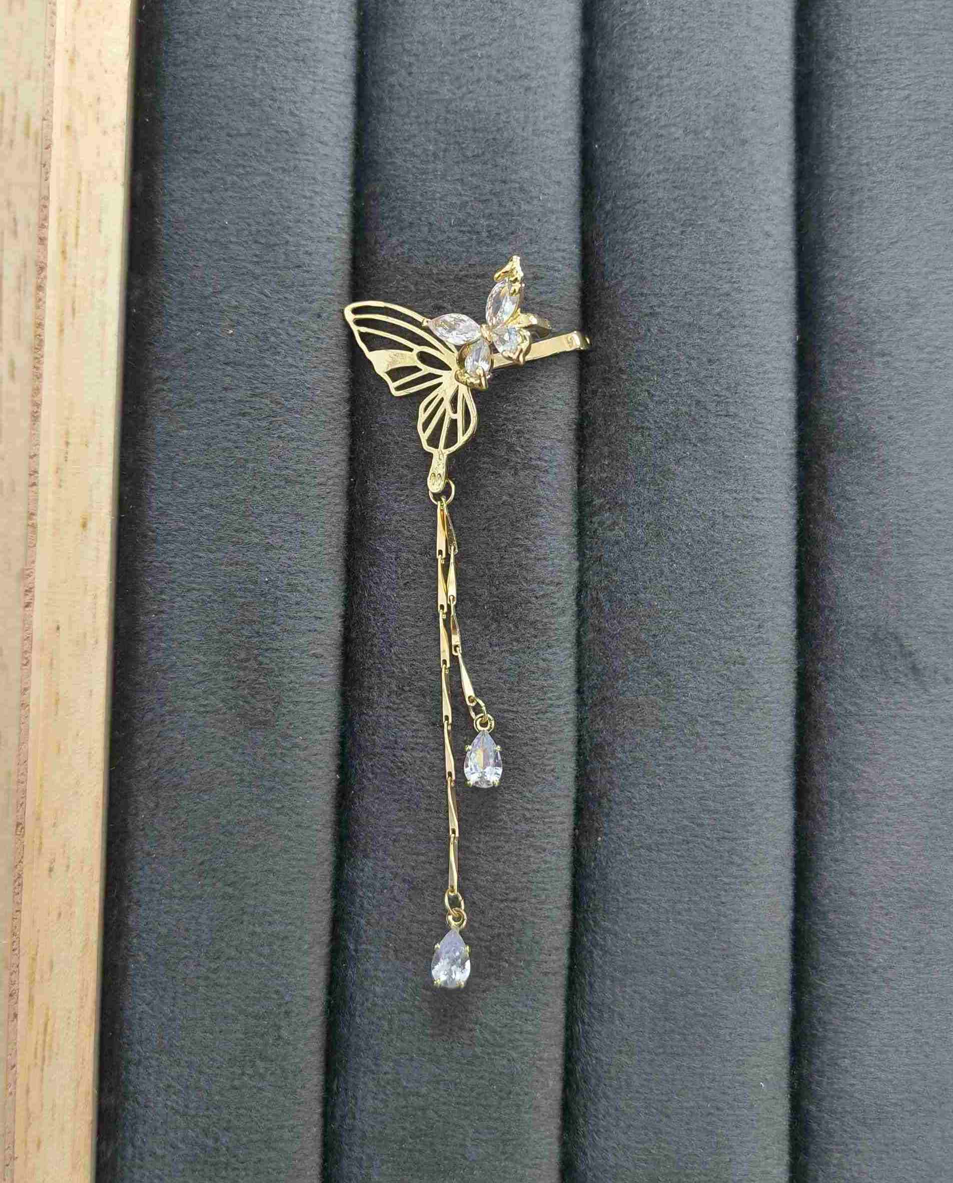 Anti Tarnish Cuff Dangler for Left Ear 18K Gold Plated