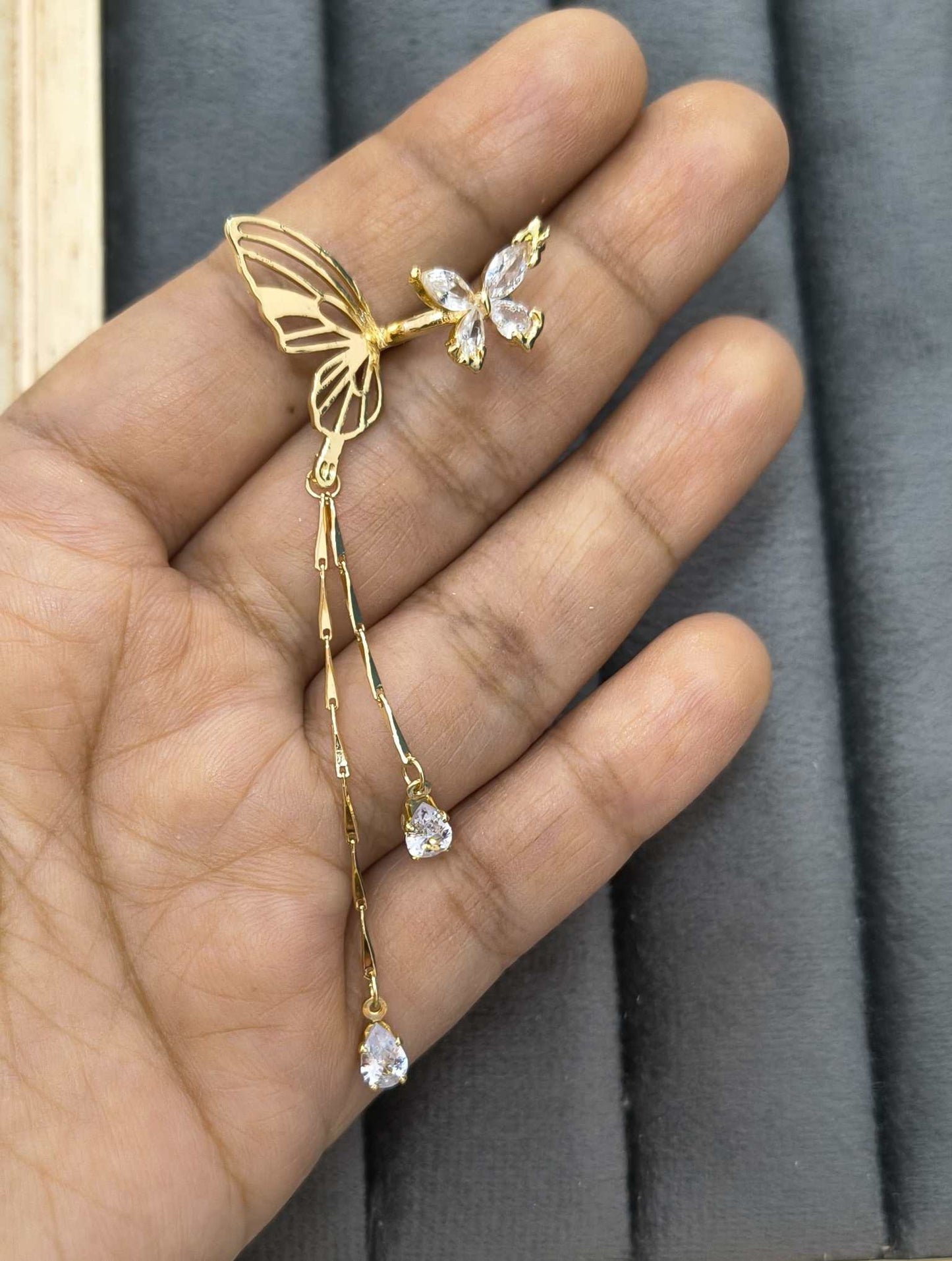 Anti Tarnish Cuff Dangler for Left Ear 18K Gold Plated