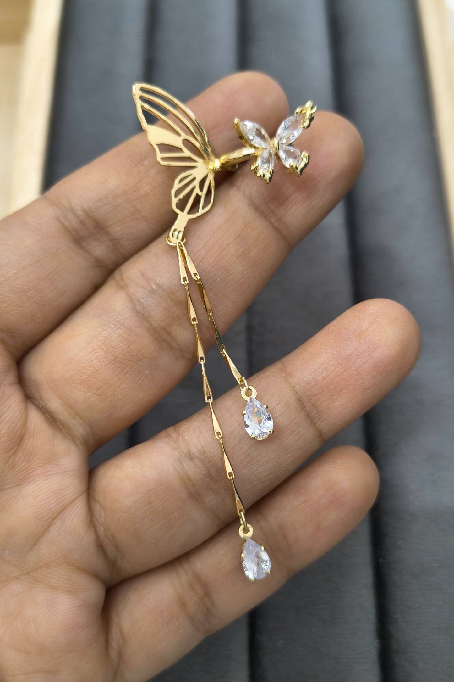 Anti Tarnish Cuff Dangler for Left Ear 18K Gold Plated