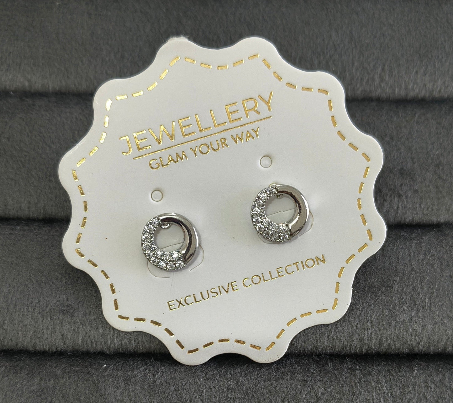 Anti Tarnish Cute Circular Stud Earrings Silver Plated
