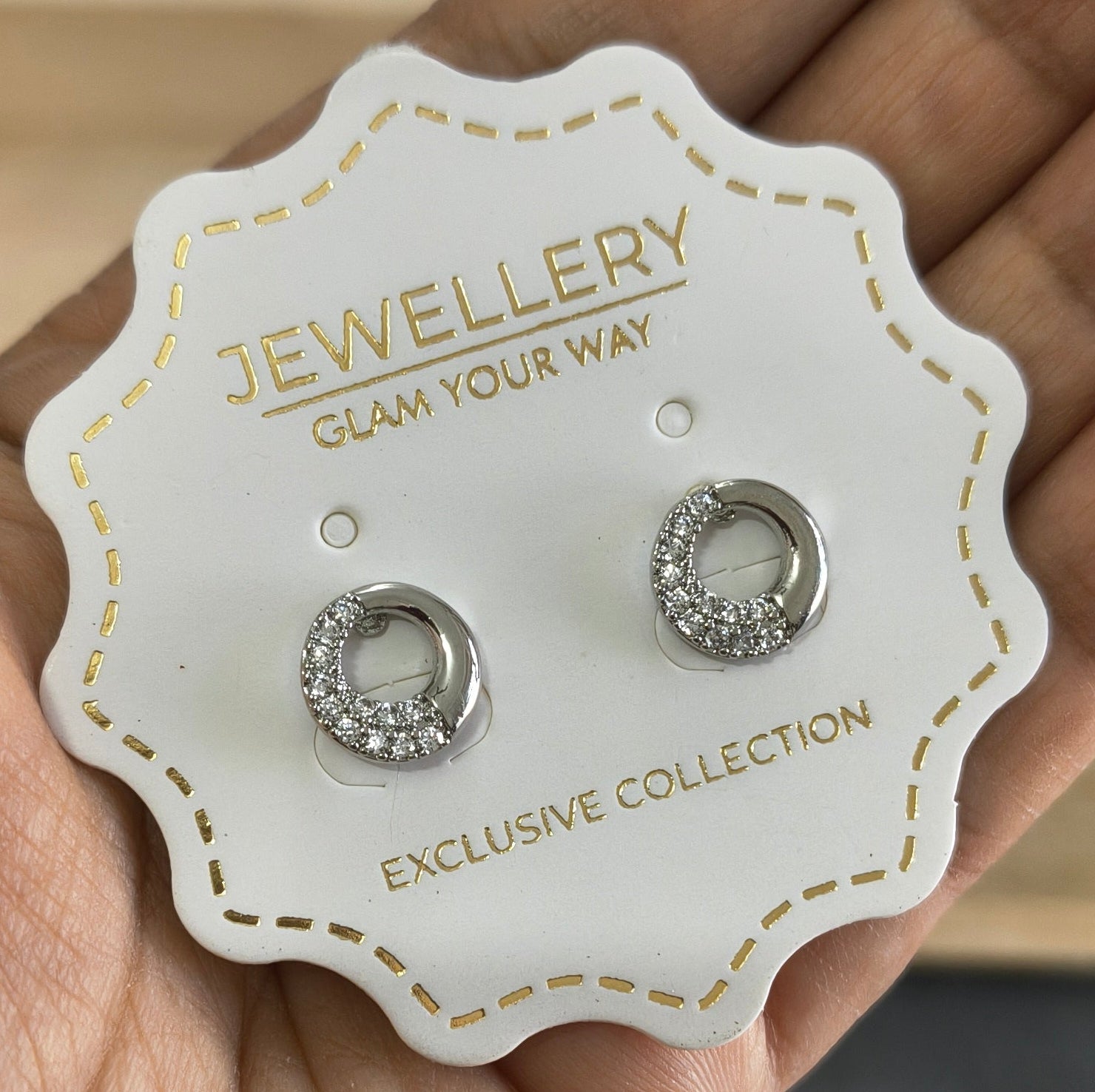 Anti Tarnish Cute Circular Stud Earrings Silver Plated