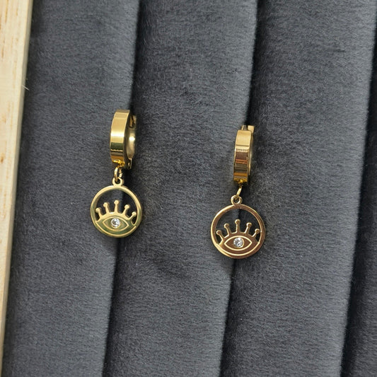 Anti Tarnish Cute Evil Eye Drop Earring 18K Gold Plated