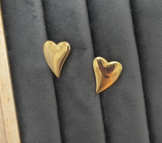 Anti Tarnish Cute Heart Shape Stud Earring 18K Gold Plated