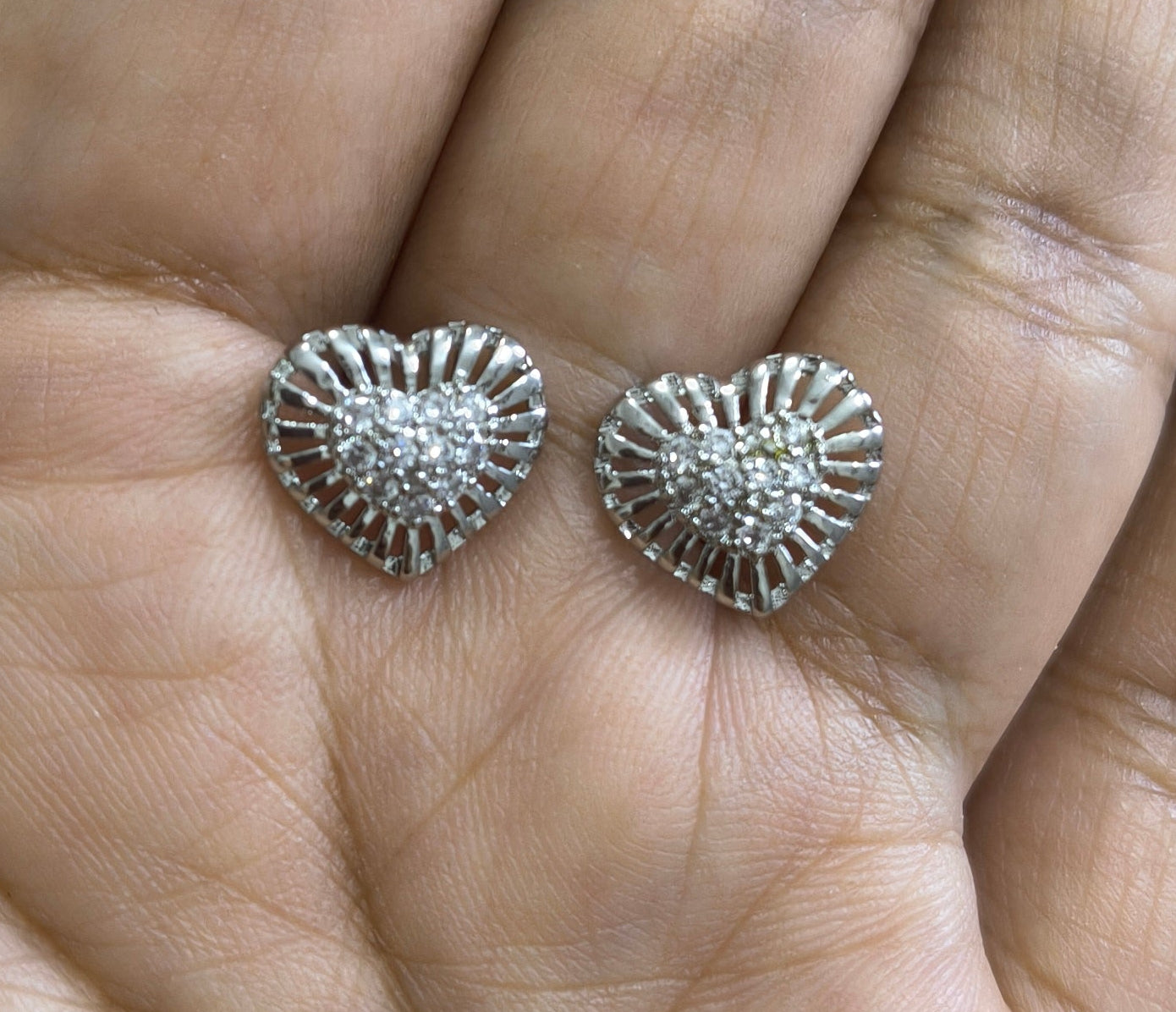 Anti Tarnish Cute Mini Heart Stud Earrings Silver Plated