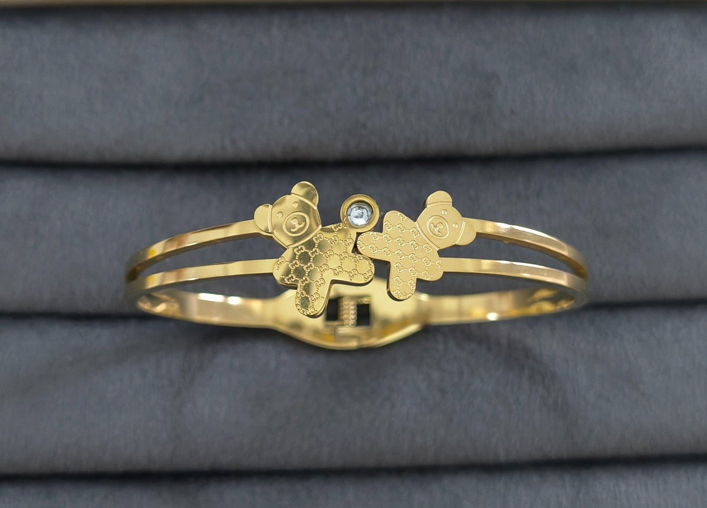 Anti Tarnish Cute Teddy Bear Bracelet 18K Gold Plated