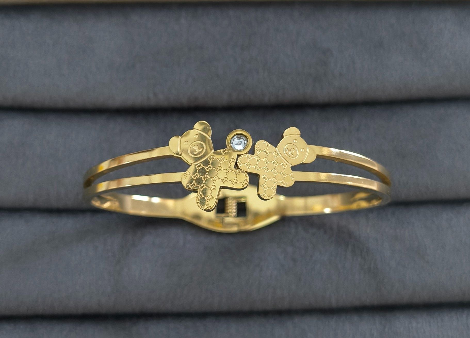 Anti Tarnish Cute Teddy Bear Bracelet 18K Gold Plated