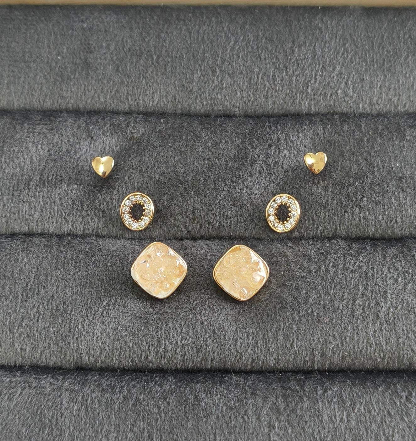 Anti Tarnish Dainty Cute Earrings Set of 3 18K Gold Plated
