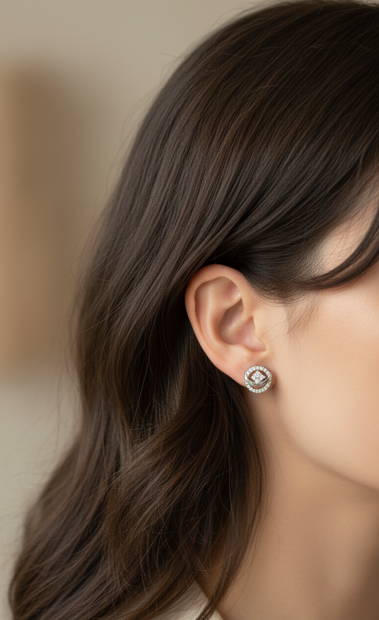 Anti Tarnish Dainty Dazzling Stud Earrings Silver Plated